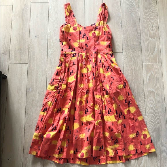 Emily and Fin Sweetheart Neckline Flare Dress in Orange Size S - Picture 3 of 12